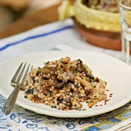 Fregula with Mushrooms, Abbamele and Goat Cheese