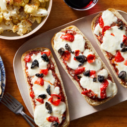 French Bread Pizzas with Hot Honey Roasted Cauliflower