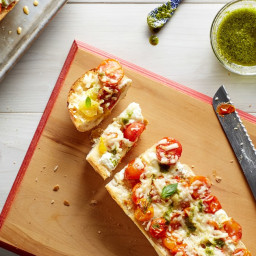 French Bread Pizzas With Ricotta, Roasted Tomatoes, and Pesto