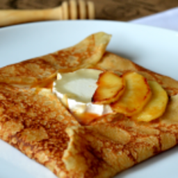 French Crêpes with Goat Cheese and Salted Caramel Apples
