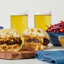 French Dip Burgers with Buttermilk Ranch Slaw