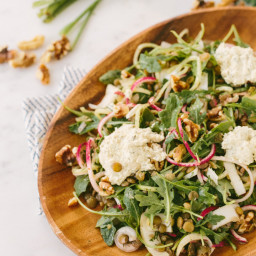 French Lentil and Arugula Salad with Herbed Cashew Cheese