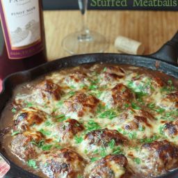 French Onion Soup au Gratin Stuffed Meatballs for #SundaySupper with @Gallo