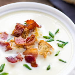 French Parmesan Soup With Bacon And Garlicky Croutons