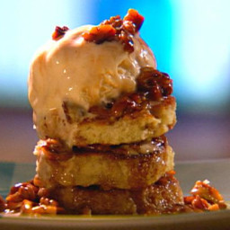 French Toast Napoleon with Maple Syrup, Pecans and Ice Cream