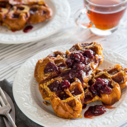 French Toast Waffles with Tart Cherry Syrup Recipe