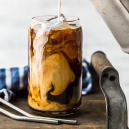 French Vanilla Iced Coffee with HOMEMADE Vanilla Syrup