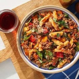 Fresh Cavatelli & Spicy Lamb Ragù with Spinach & Olives