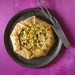 Fresh Corn Galette with Zucchini, Thyme, and Goat Cheese