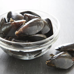 Fresh Mussels Steamed Open in Wine and Flavorings
