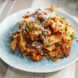 Fresh Pasta with 20 Minute Sausage and Beef Bolognese Sauce