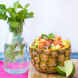 Fresh Pineapple Salsa in a Pineapple Bowl
