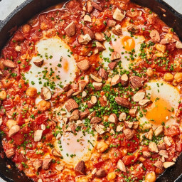 Fresh Tomato Eggs in Purgatory with Chickpeas