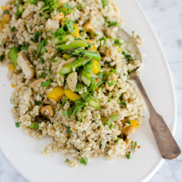 Fried Brown Rice with Asparagus, Bell Pepper and Cashews