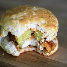 Fried Chicken Biscuit Sandwiches with Sriracha Honey Butter