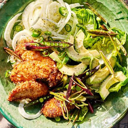 Fried Chicken Salad with Sugar Snap Peas and Green-Goddess Ranch