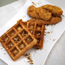 Fried Chicken Tenders and Caramel Pecan Waffles