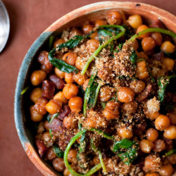 Fried Chickpeas With Chorizo and Spinach