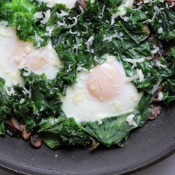 Fried Eggs with Kale and Mushrooms