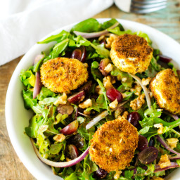 Fried Goat Cheese Salad with Grapes and Walnuts