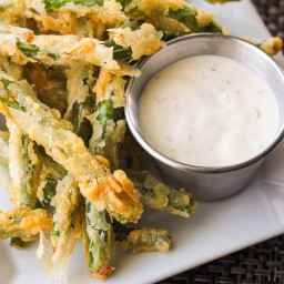 Fried Green Beans with Lemon Dill Dip