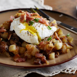 Fried Potatoes with Poached Eggs