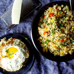Fried Rice with Zucchini, Tomatoes and Parmesan