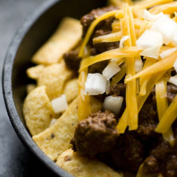 Frito pie with one-hour Texas chili