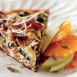 Frittata with Bacon, Fresh Ricotta, and Greens