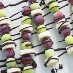 Frozen Grape Skewers with Chocolate Sauce