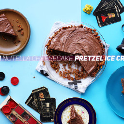 Frozen Nutella Cheesecake Pretzel Ice Cream Pie