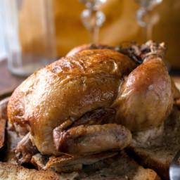 Garlic and Thyme Roasted Chicken With Crispy Drippings Croutons