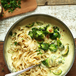 Garlic and White Wine Pasta with Brussels Sprouts
