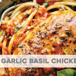 Garlic Basil Chicken with Tomato Butter Sauce