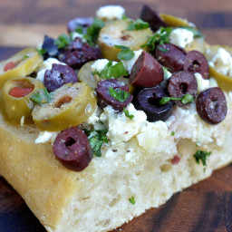 Garlic Bread With Olives and Greek Flavors