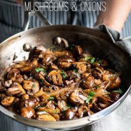 Garlic Butter Mushrooms with Caramlized Onions