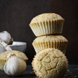 Garlic & Chive Dinner Muffins (Vegan, Gluten-free, Oil-free)