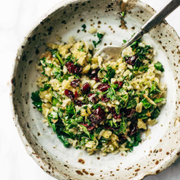 Garlic Kale and Brown Rice Salad with Zippy Lemon Dressing