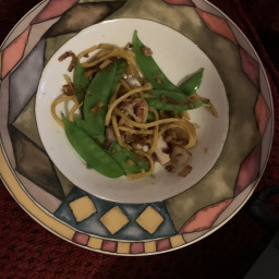 Garlic Noodles with Chicken and Snow Peas