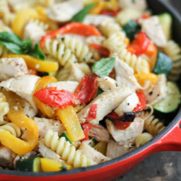Garlic Parmesan Pasta with Chicken & Roasted Bell Peppers