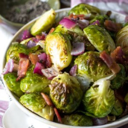 Garlic Roasted Bacon Brussels Sprouts