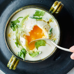 Garlic Soup with Potatoes and Poached Eggs