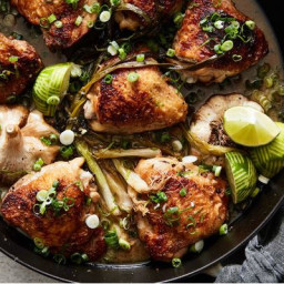 Garlicky Chicken Thighs with Scallions and Lime