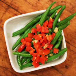 Garlicky Green Beans with Roasted Peppers