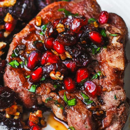 Garlicky Lamb Chops with Cranberry Balsamic Reduction