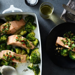 Garlicky Salmon with Ginger, Lime & Peanuts