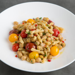 Gemelli Pasta with Spicy Chickpeas, Rosemary, and Fresh Cherry Tomatoes