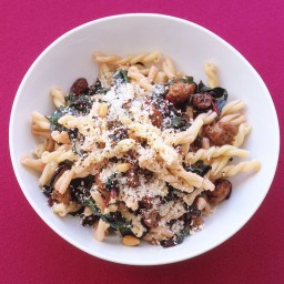 Gemelli With Sausage, Swiss Chard, and Pine Nuts