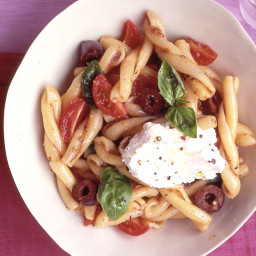 Gemelli with Tomatoes, Olives, and Ricotta