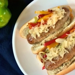 German Bratwurst with Peppers and Onions